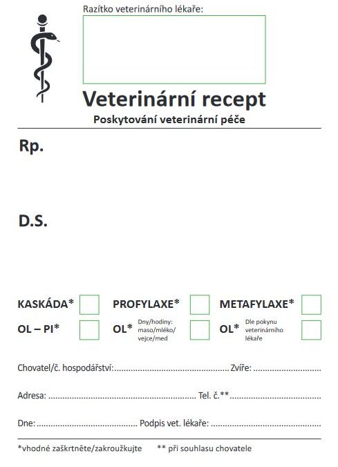 Nový vzor veterinárního receptu